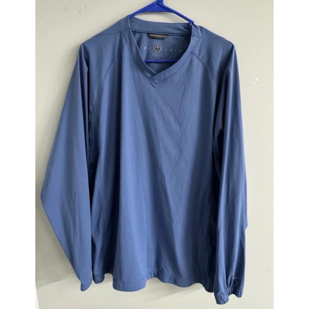 Nike Golf Fit Dry Blue Gray Long Sleeve V Neck Elastic Waist Shirt Size L